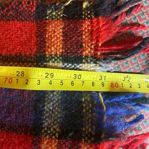 Vintage Supersprint Red Blue Plaid Wool Blanket Stadium Auto Throw 48x64” Fringe - Picture 6 of 6